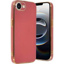 Iphone 16E & Iphone 17E Kılıf Kamera Korumalı Altın Detay Görünümlü Parlak Volet Kapak