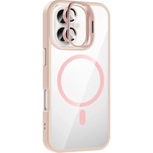 Aesco Joko Apple iPhone 16 Plus Remim Lensli Magsafe Standlı Kapak - Pembe