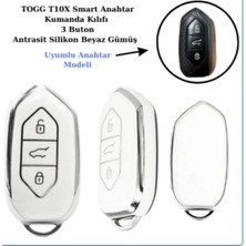 Stilix Garage Togg T10X Uyumlu Anahtar Koruma Kılıfı Beyaz / Gümüş Detaylı Lütfen Anahtar Teyiti Yapınız