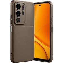 Aesco Vivo Y29 4g Auto Focus Karbon Kapak - Kahverengi