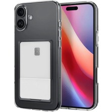 Iphone 16 Kılıf Kamera Korumalı Esnek Kartlıklı Şeffaf Kapak