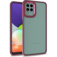 Galaxy M22 Kılıf Renkli Kamera Çerçeveli Silikon Esnek Şık Flora Kapak