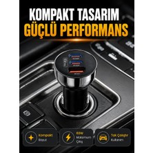 Aesco 60W Araç Içi Hızlı Şarj Adaptörü Çift Usb-C Pd ve Usb-A Qc3.0