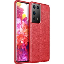 Galaxy S21 Ultra Kılıf Kamera Koruyuculu Niss Deri Görünümlü Silikon Kapak