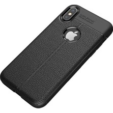 iPhone Xs Max Kılıf Kamera Koruyuculu Niss Deri Görünümlü Silikon Kapak