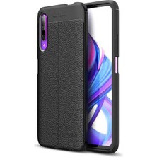 Huawei P Smart Pro 2019 Kılıf Kamera Koruyuculu Niss Deri Görünümlü Silikon Kapak