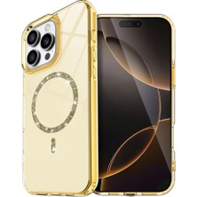 Iphone 16 Pro Max Kılıf Kamera Çerçeveli Simli Magsafe Özellikli Şık Live Kapak