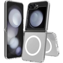 Galaxy Z Flip 6 Kılıf Magsafe Şarj Özellikli Şeffaf Embos Sert Silikonn Kapak