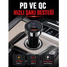 Aesco 3 Portlu Araç Içi Şarj Adaptörü Çift Pd Type-C ve Qc3.0 USB Çıkışlı