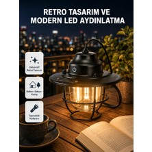 Aesco Retro Kamp Lambası Su Geçirmez Taşınabilir Gece Işığı Uzun Pil Ömürlü