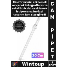 Wintoup #pipet Kalite Şeffaf Sağlıklı Ekolojik Dayanıklı Estetik Dekoratif Yüz Figürlü Şık Cam Pipet 20 cm