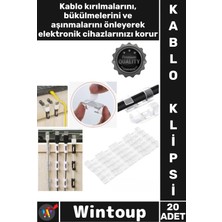 Wintoup #klips Yapışkanlı Şık Masaüstü Kablo Düzenleyici Aparat Kelepçe Kablo Sabitleyici Klips Seti 20 Adet