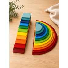 Tiny Wood Montessori Waldorf Ahşap Gökkuşağı Açık Uçlu Oyun Seti 2 Parça