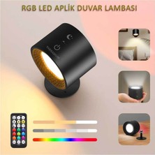 Ledx LED Rgb Kablosuz Çift Taraflı Şarjlı Kumandalı Duvar Aplik Aydınlatması Siyah