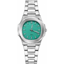 Aybars Erkek Kol Saati, Çelik Kordon, Turkuaz Kadran Quartz Analog Bilek Saati