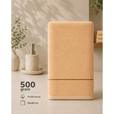 %100 Pamuk 50X90 Pirinç Desen Bej Yüz Havlusu 500 Gram