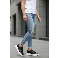 Bonjey Siyah Beyaz Yüksek Taban Unisex Günlük Spor Ayakkabı Sneaker Rahat Yürüyüş Koşu Ayakkabısı