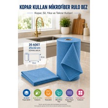 Open City Kopar Kullan Mikrofiber Rulo Bez 20 Adet 25X32 cm Islak Kuru Çok Amaçlı Temizlik Bezi Mutfak Banyo