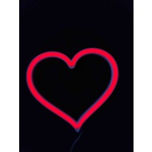 Neon Star 3d Kalp Şeklinde Kırmızı Neon LED Duvar Lambası 20X18 cm | 3D Baskı Dekoratif LED Aydınlatma | 12V Adaptörlü