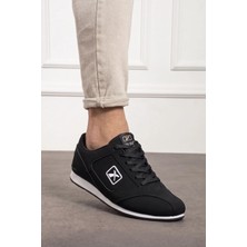 Bonjey Unisex Siyah Bağcıklı Sneaker Esnek Ortepedik Hava Alan ve Rahat Konforlu Ergonomik Günlük Ayakkabı