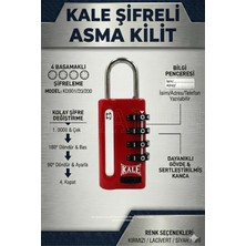 Ellante Kale Kilit 4 Basamaklı Şifreli Asma Kilit - Kırmızı (Bilgi Pencereli)