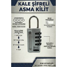 Ellante Kale Kilit 4 Basamaklı Şifreli Asma Kilit - Gümüş Gri (Bilgi Pencereli)