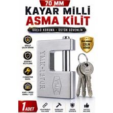 Ellante Ymk 70 mm Kayar Milli Asma Kilit Çelik Gövdeli Güvenlik Kilidi 3 Anahtarlı Depo Garaj Bahçe Kapısı Kilidi
