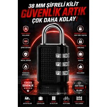 Ellante 38 mm 3 Haneli Şifreli Asma Kilit | Anahtarsız Güvenlik | Paslanmaz Çelik Kanca | Bavul, Dolap ve Çanta Kilidi