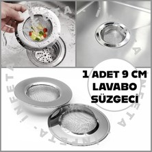 İnfeta 1 Adet 9 cm Paslanmaz Çelik Lavabo Süzgeci - Evye Süzgeç - Gider Filtresi Atık Tutucu