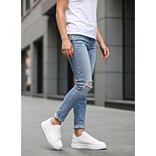Bonjey Erkek Beyaz Cilt Platform Taban Günlük Spor Ayakkabı Sneaker