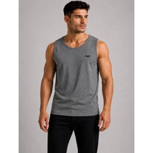 Axxel Erkek Koyu Gri Melanj Askılı Atlet T-SHIRT-D235