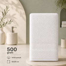 %100 Pamuk 50X90 Fitilli Beyaz Yüz Havlusu 500 Gram