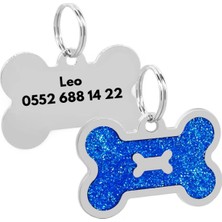 Patimio Isimli Çelik Kedi Köpek Künyesi Mavi Işıltı