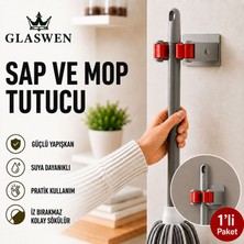 Glaswen Paspas Süpürge Fırça ve Mop Askısı Sap Tutucu Mutfak Banyo Askı Yapışkanlı Düzenleyici Askılık
