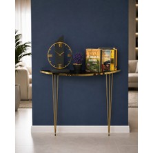 Laviento Home 80X18 Dresuar Antre Hol Dekorasyon Ürünleri Altın Model Altın Siyah Yarım Ay, One Size