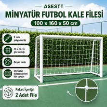 ASESTT Minyatür Futbol Kale Filesi 2 Adet 100X160X50 cm 2 mm Beyaz Polyamid 15X15 cm Göz Aralıklı