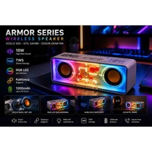 İkel Elektro Armor Series 10W Rgb Işıklı Kablosuz Bluetooth Hoparlör – Tws Stereo, Şeffaf Tasarım, Yüksek Bas, Type-C Şarj