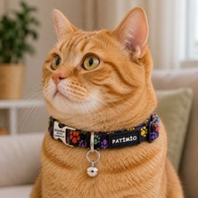 Patimio Paws Ayarlanabilir, Metal Kilitli Çıngıraklı Kedi Boyun Tasması,isimlik, Kedi Künyesi