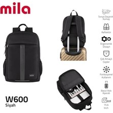 Canarino 15.6 Inch Mila Serisi W600 -,mac Air Uyumlu Reflektörlü - Laptop Sırt Çantası - Siyah