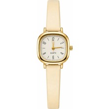 Aybars Kadın Kol Saati, Deri Kordon, Beyaz Kadran Quartz Analog Bilek Saati