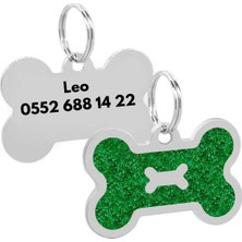 Patimio Isimli Çelik Kedi Köpek Künyesi Yeşil Işıltı