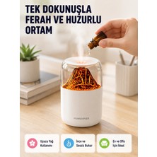 Dunai Ultrasonik Alev Efektli Aromaterapi Difüzörü USB Şarjlı ve Otomatik Kapanma Özellikli