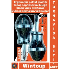 Wintoup #tornavida Premium 6 x 35 mm Ergonomik Dar Alan Takımı Blister 2'li Topaç Yıldız Düz Tornavida Seti