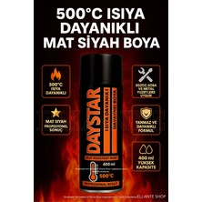 Ellante 500 Derece Isıya Dayanıklı Mat Siyah Isıya Dayanıklı Egzoz Soba Sprey Boya 400ML Yanmaz Boya