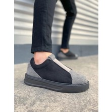 Mevese Torino Erkek Bağcıksız Cilt Günlük Sneaker Ayakkabı – Ortopedik Kalın Taban Gri