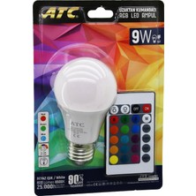 Go İthalat ATC-RGB-9W  Kumandalı   9W=60W  Rgb=16-Renkli LED Ampul E27 800 Lümen 6500K 25.000 Saat Ömür (5297)