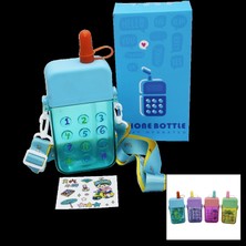 Hace Bazaar Telefon Modeli Renkli Mika Kristal Suluk Matara Pipetli - Vidalı Kapak - Askılı 300ML (4887)