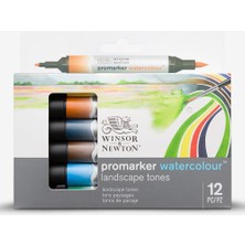 Winsor & Newton : Promarker Watercolour : Sulu Boya Markör Kalem Seti : 12 Renk (Landscape Tones)