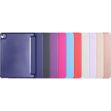 Canarino ile Uyumlu SM11-TB330FU Kılıf Kalem Koyma Bölmeli Stand Olan Uyku Modlu Suni Deri Yarı Transparan Arka Yüzey Attravtive Smart Cover Lavanta