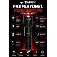 Ellante Profesyonel Zoomlu Avcı Feneri 40W 4000 Lümen 8800 Mah Şarjlı LED El Feneri Dijital Batarya Göstergeli Taşıma Çantalı PD-11500